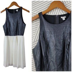 Guess Faux Leather Dress size Small Chffon black White Alligator Party Dance